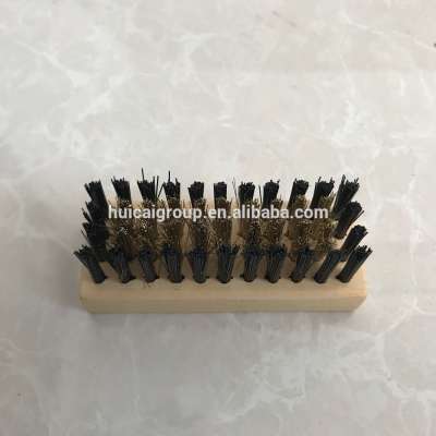 Squared Wooden Handle Copper Wire and PP Wire Shoe Brush